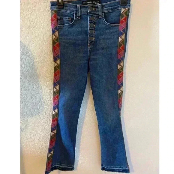 Veronica Beard Carolyn Tuxedo Striped Baby 10” Boot Jeans Size 26 - Picture 3 of 10